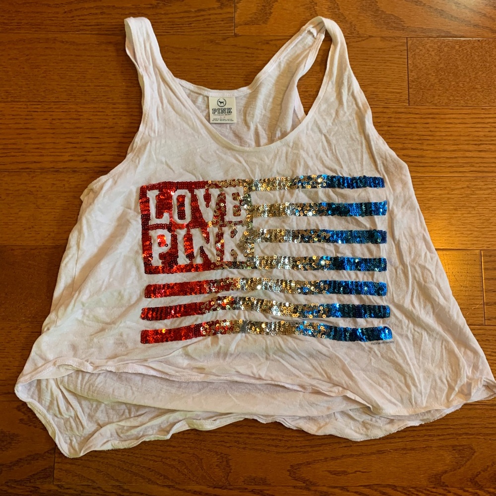 VS Pink Sequin Crop Top